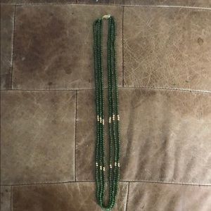 14k and Jade beaded three strand necklace